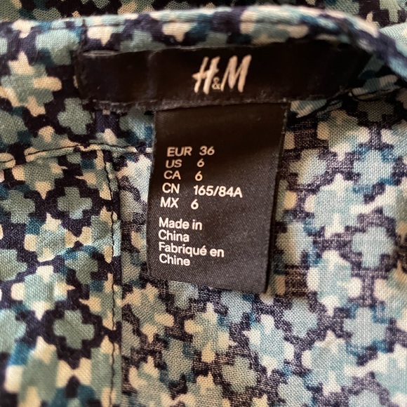 Navy & Teal Printed Swing Dress EUC - Picture 2 of 2